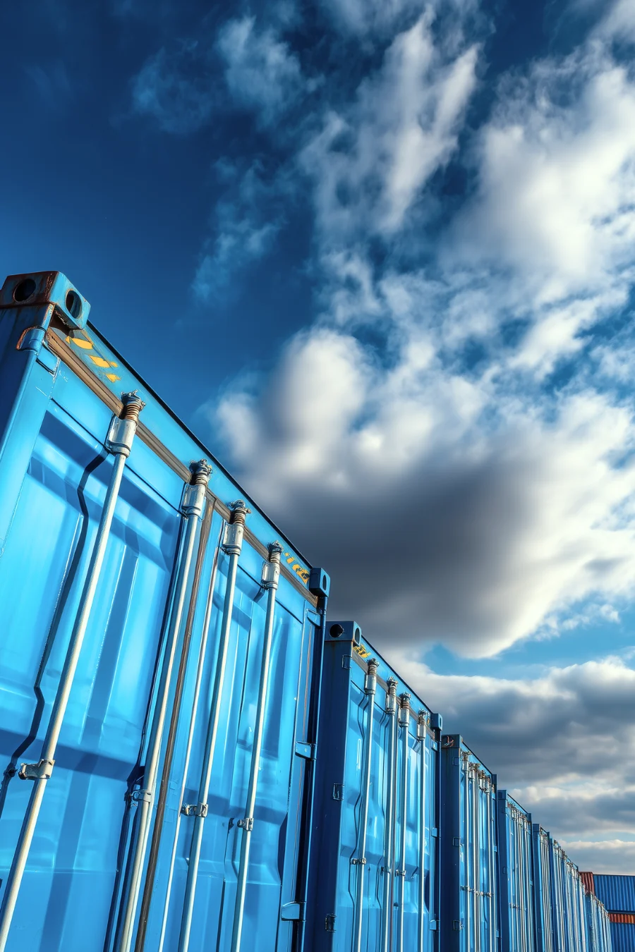 Blue containers at Sandwich Marina’s storage yard