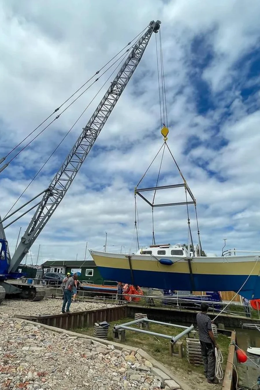 Boat lifting at Sandwich Marina’s boatyard in Kent