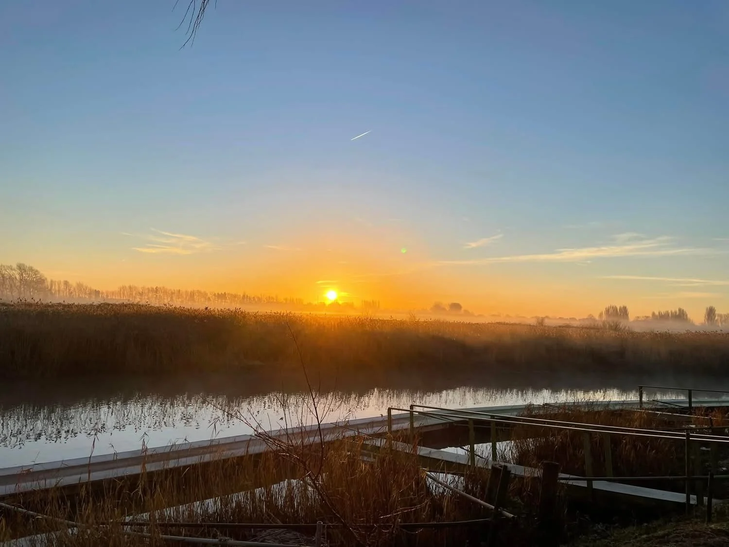 Sunrise over the River Stour at Sandwich Marina